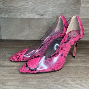 Vince Camuto Clear Neon Poised Python Snakeskin Heels, Pink, 5.5